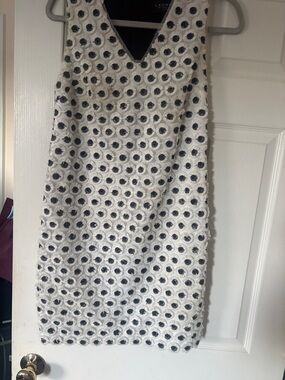 Laundry By Shelli Segal White Eyelet Mini Skirt with Black Dot Detail